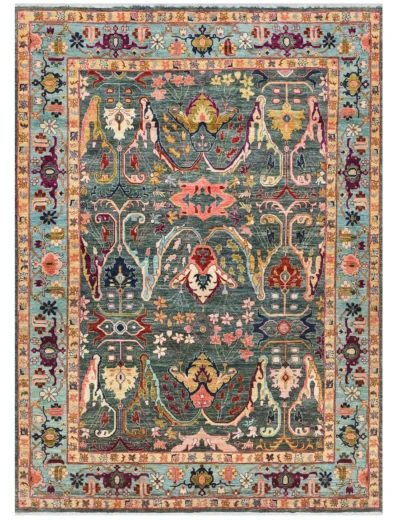 Mughal Emerald Rug – 204 × 156 cm