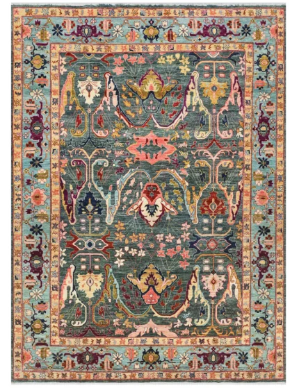 Mughal Emerald Rug – 204 × 156 cm