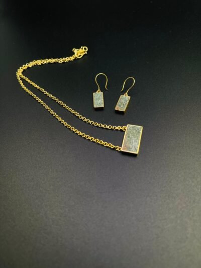 Bamiyan Turquoise / Chrysocolla Earrings & Necklace Set - Image 4